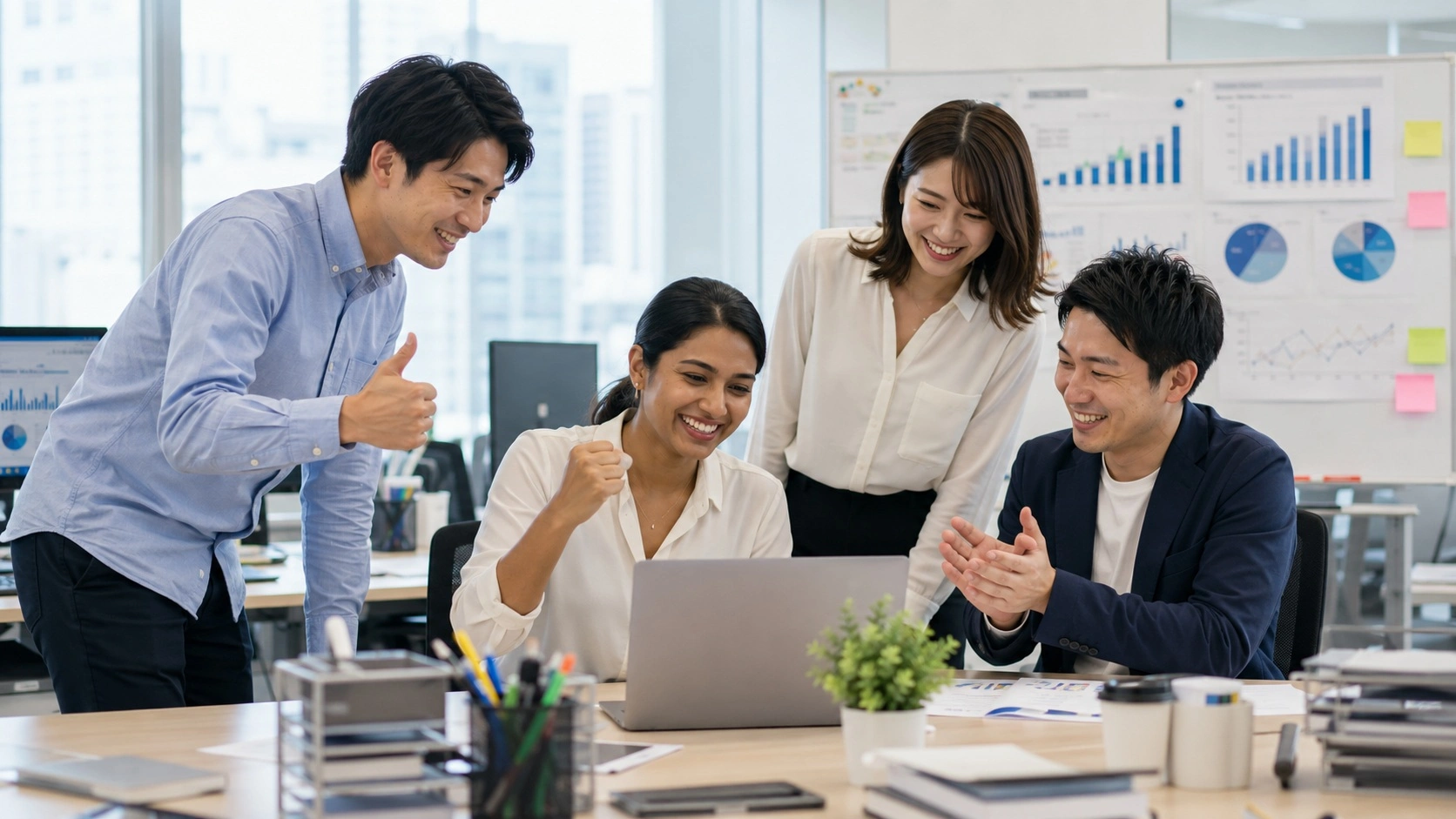 外国人社員の活躍や成長を表すイメージ